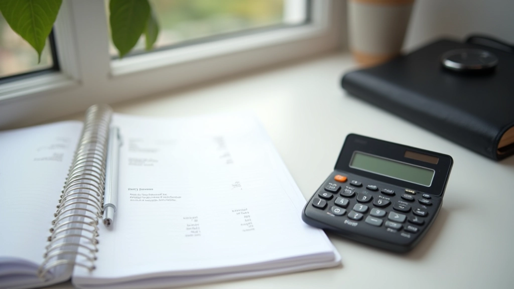 Notebook s tabulkou cen a kalkulačkou, finanční plánování tvůrce